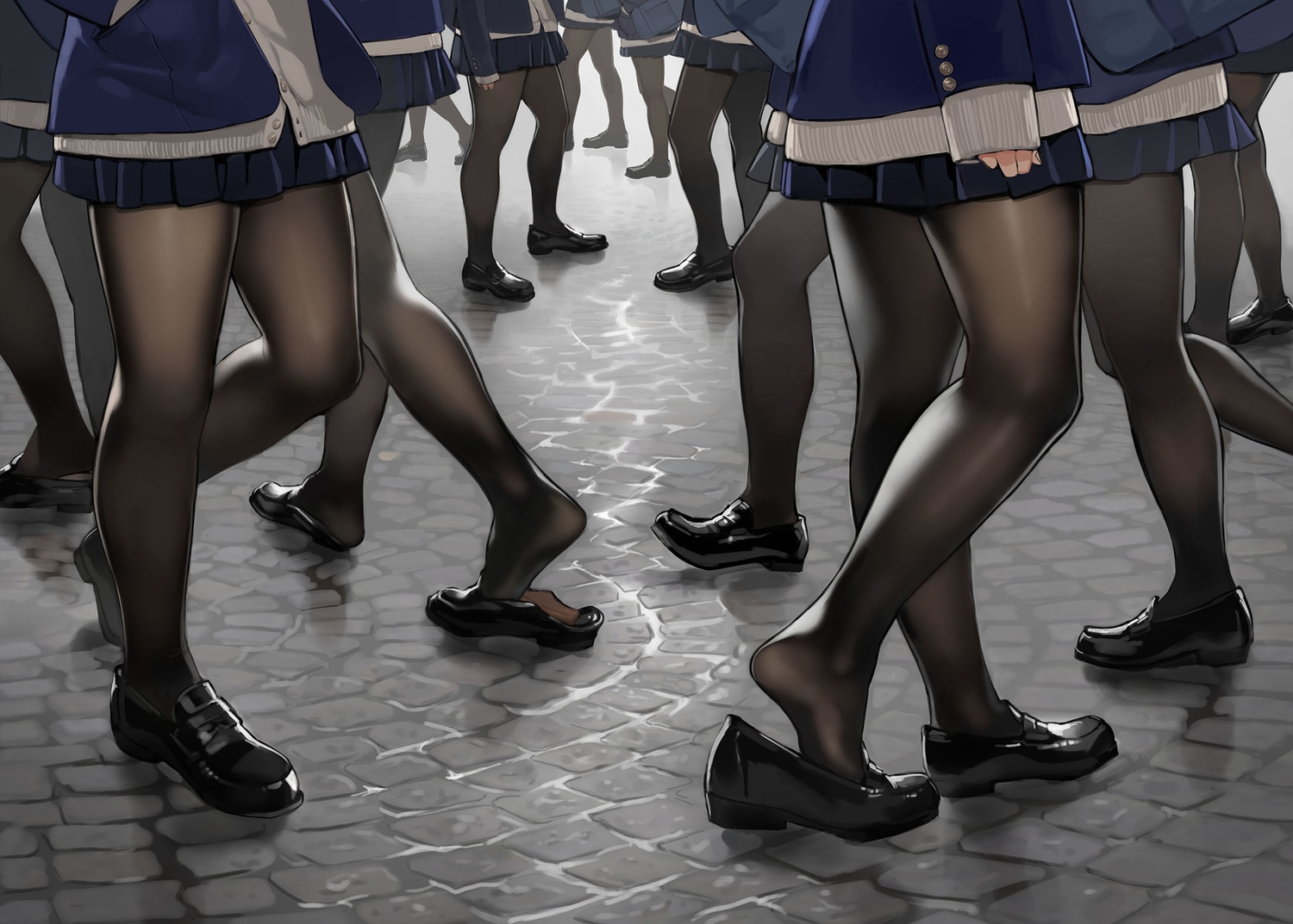 group, jpeg_artifacts, original, pantyhose, school_uniform, skirt, yomu_(sgt_epper)