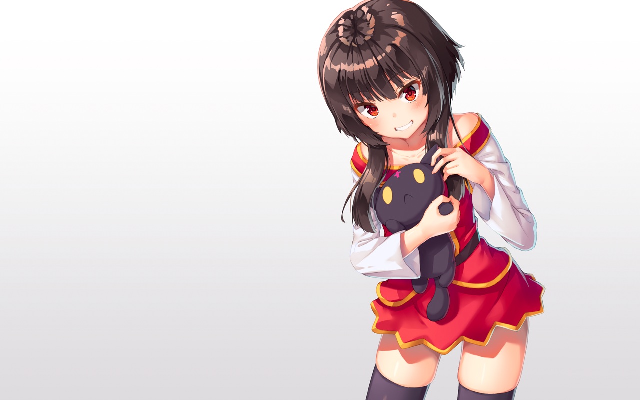 animal, brown_hair, cat, chomusuke, gradient, gray, kono_subarashii_sekai_ni_shukufuku_wo!, megumin