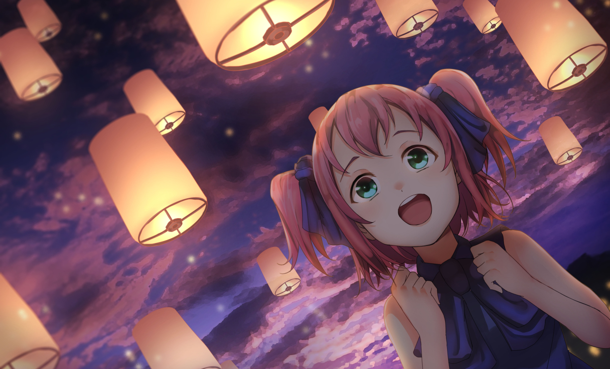 aqua_eyes, clouds, kurosawa_ruby, long_hair, love_live!_school_idol_project, love_live!_sunshine!!, night, otsumami
