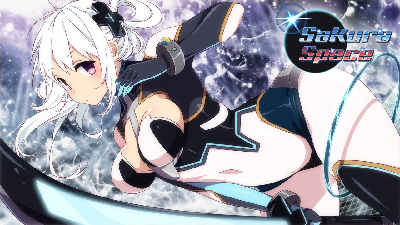 inma, long_hair, nami_(sakura_space), navel, purple_eyes, sakura_space, suit, sword, weapon, white_hair