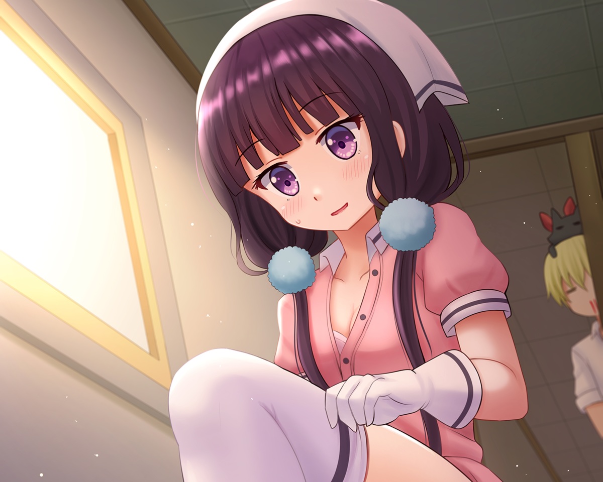 animal, black_hair, blend_s, blonde_hair, blood, blush, bra, cat