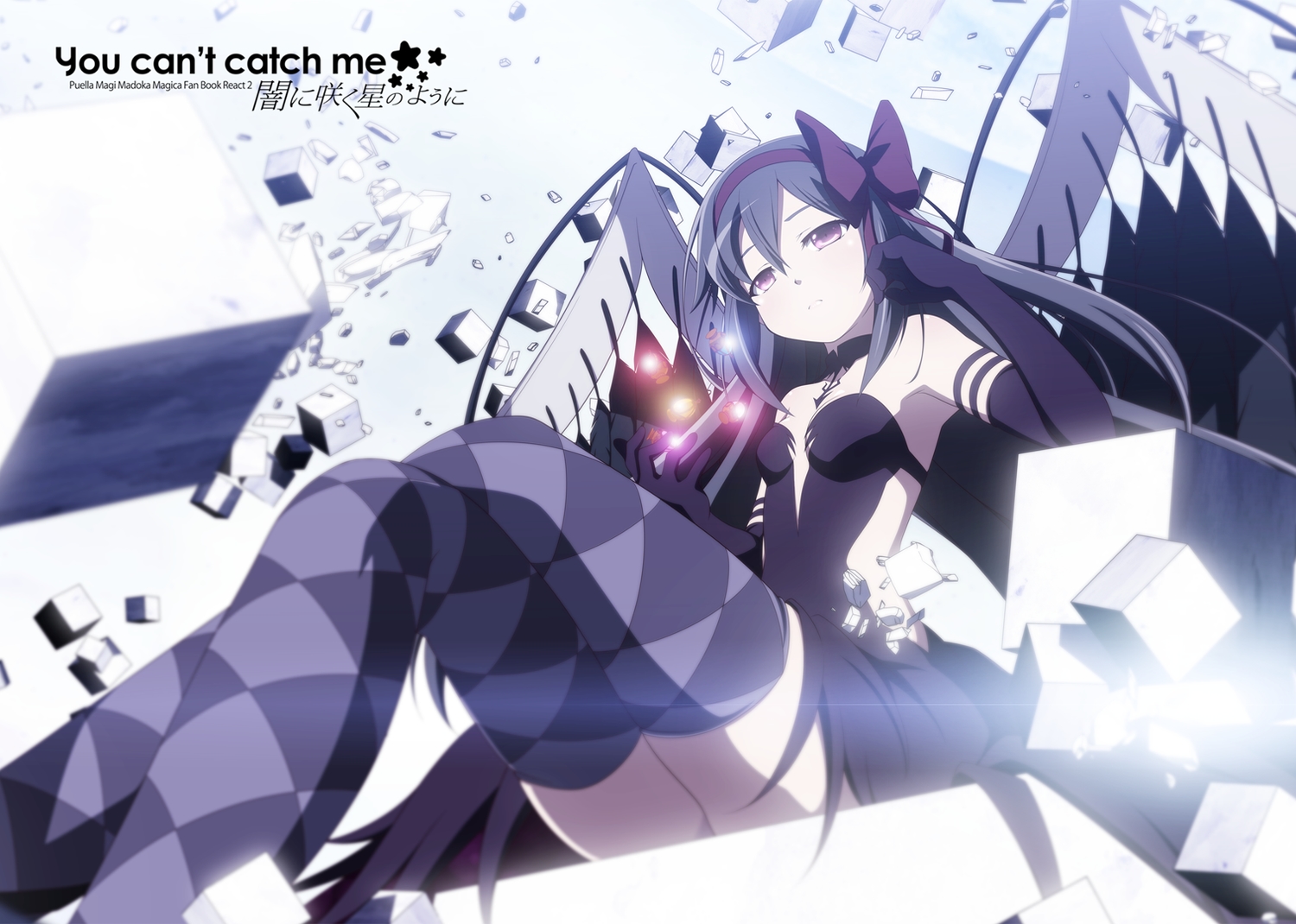 akemi_homura, akuma_homura, black_hair, bow, elbow_gloves, gloves, headband, izumi_bell