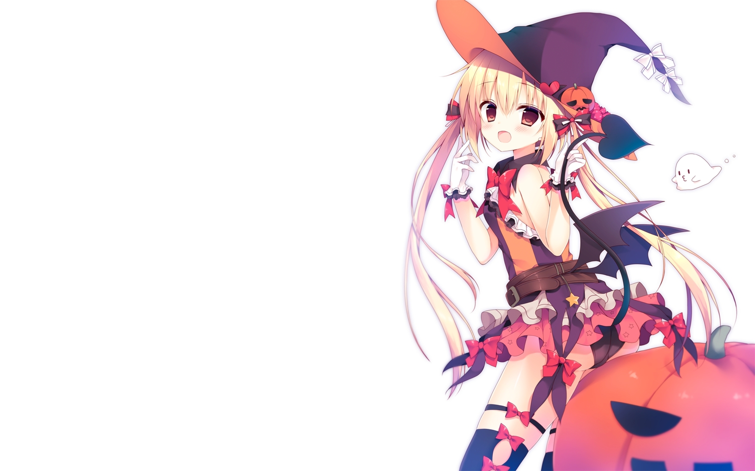 ass, blonde_hair, brown_eyes, gloves, halloween, hat, izumiyuhina, long_hair