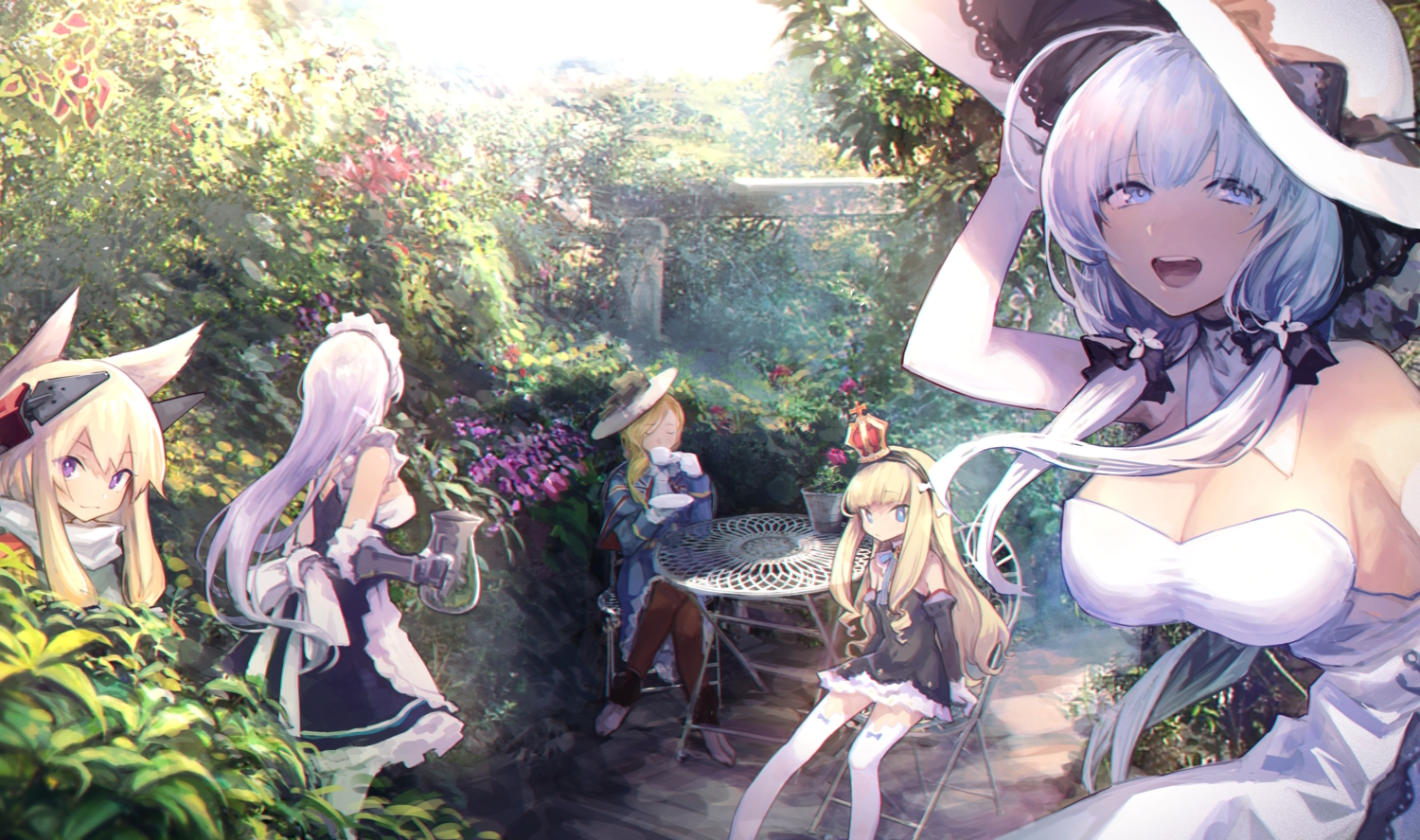 animal_ears, anthropomorphism, azur_lane, belfast_(azur_lane), blonde_hair, blue_eyes, bow, breasts