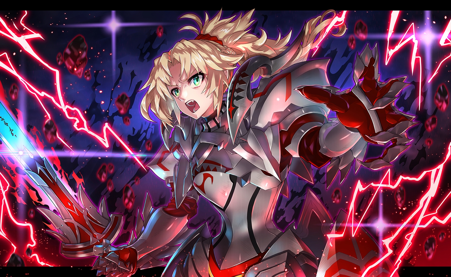 armor, blonde_hair, braids, fate/apocrypha, fate/grand_order, fate_(series), green_eyes, mordred