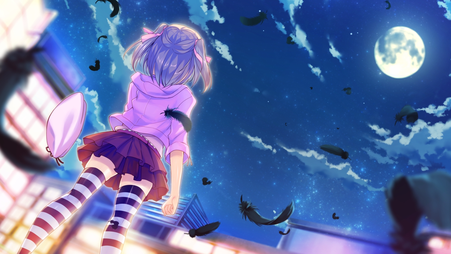 alcot, alcot_honey_comb, brown_hair, building, city, clouds, coffee_cat, feathers