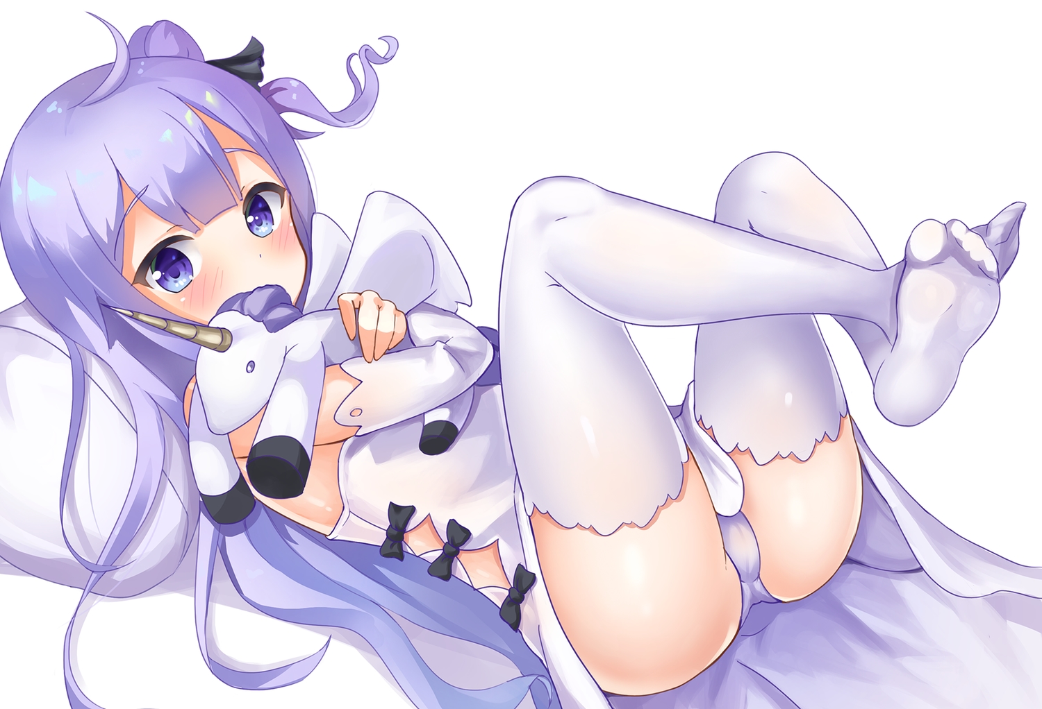 2drr, anthropomorphism, azur_lane, blue_eyes, blue_hair, blush, bow, long_hair