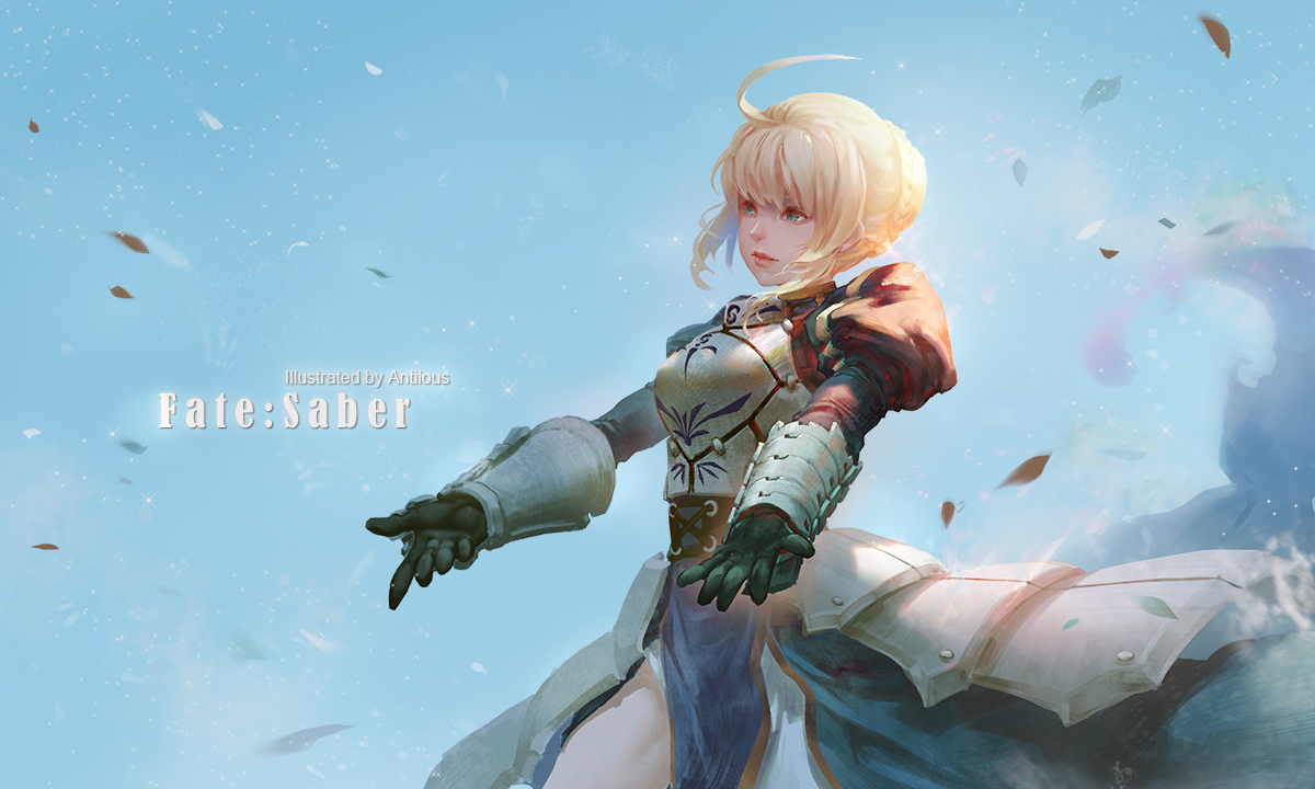 antilous, armor, artoria_pendragon_(all), blonde_hair, dress, fate_(series), fate/stay_night, gloves