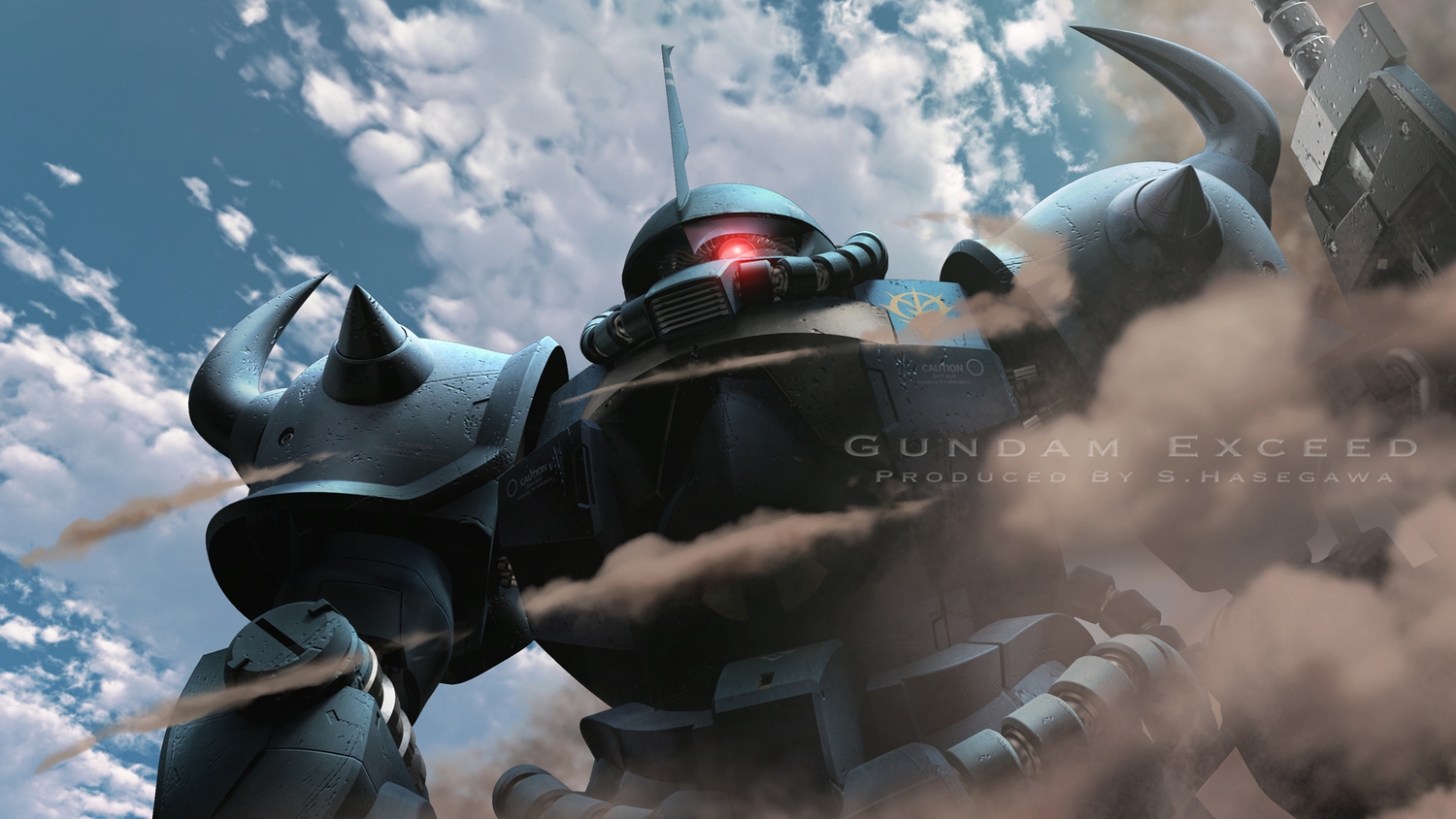 clouds, mecha, mobile_suit_gundam, s.hasegawa, sky, watermark