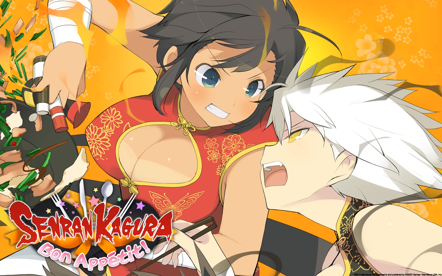 2girls, bandage, black_hair, breasts, chinese_clothes, chinese_dress, close, dress