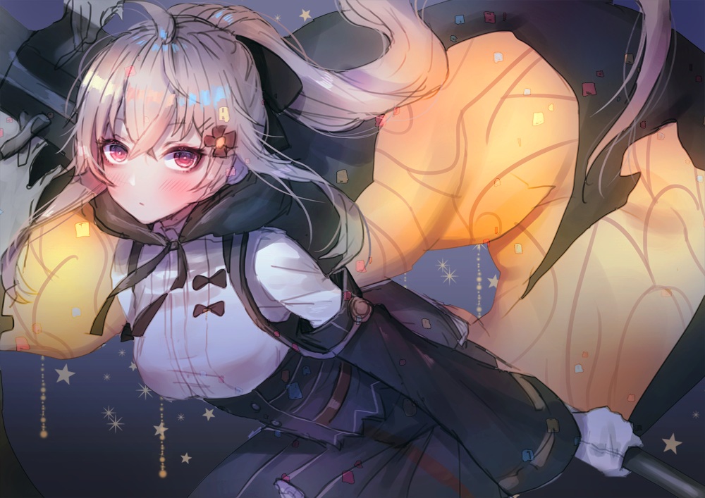 anthropomorphism, blonde_hair, blush, girls_frontline, gloves, hanato_(seonoaiko), iws-2000_(girls_frontline), long_hair