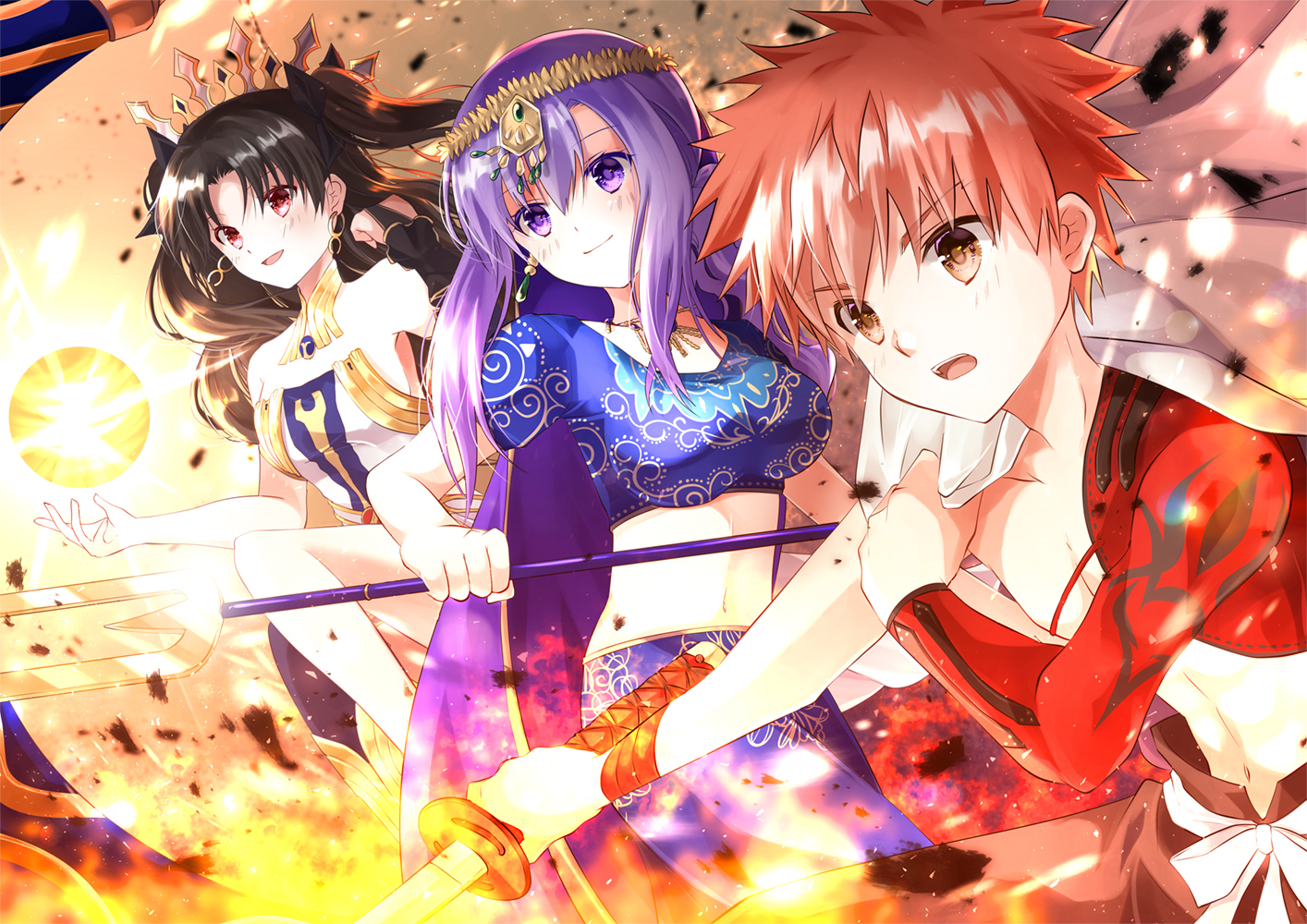 black_hair, brown_eyes, fate/grand_order, fate_(series), headdress, iroha_(shiki), ishtar_(fate/grand_order), long_hair