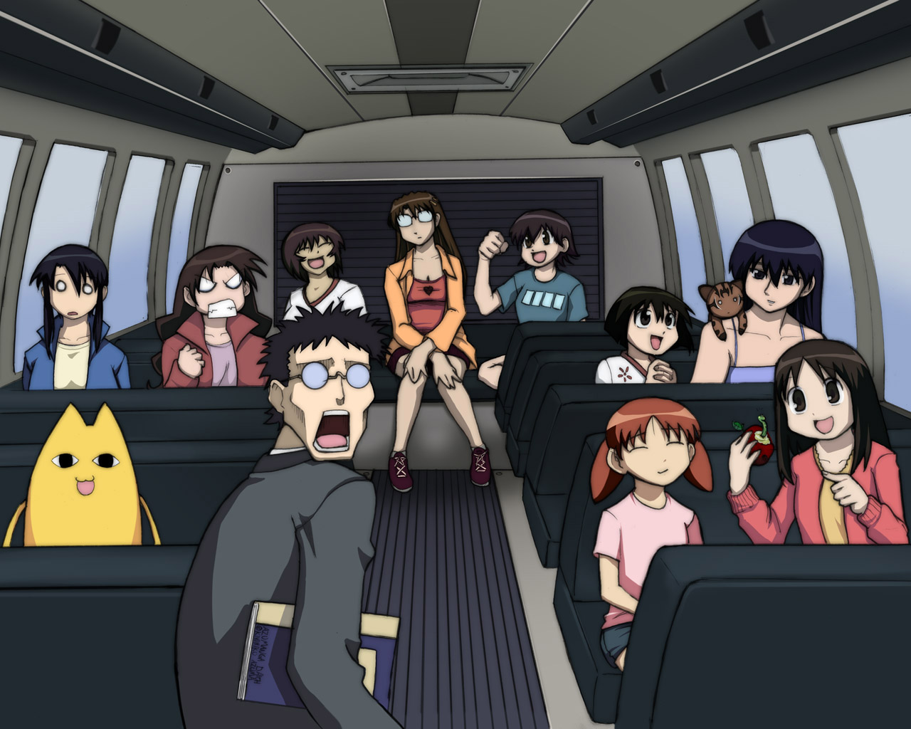 aida_kaori, azumanga_daioh, chiyo_father, group, kagura, kasuga_ayumu, kimura, kurosawa_minamo