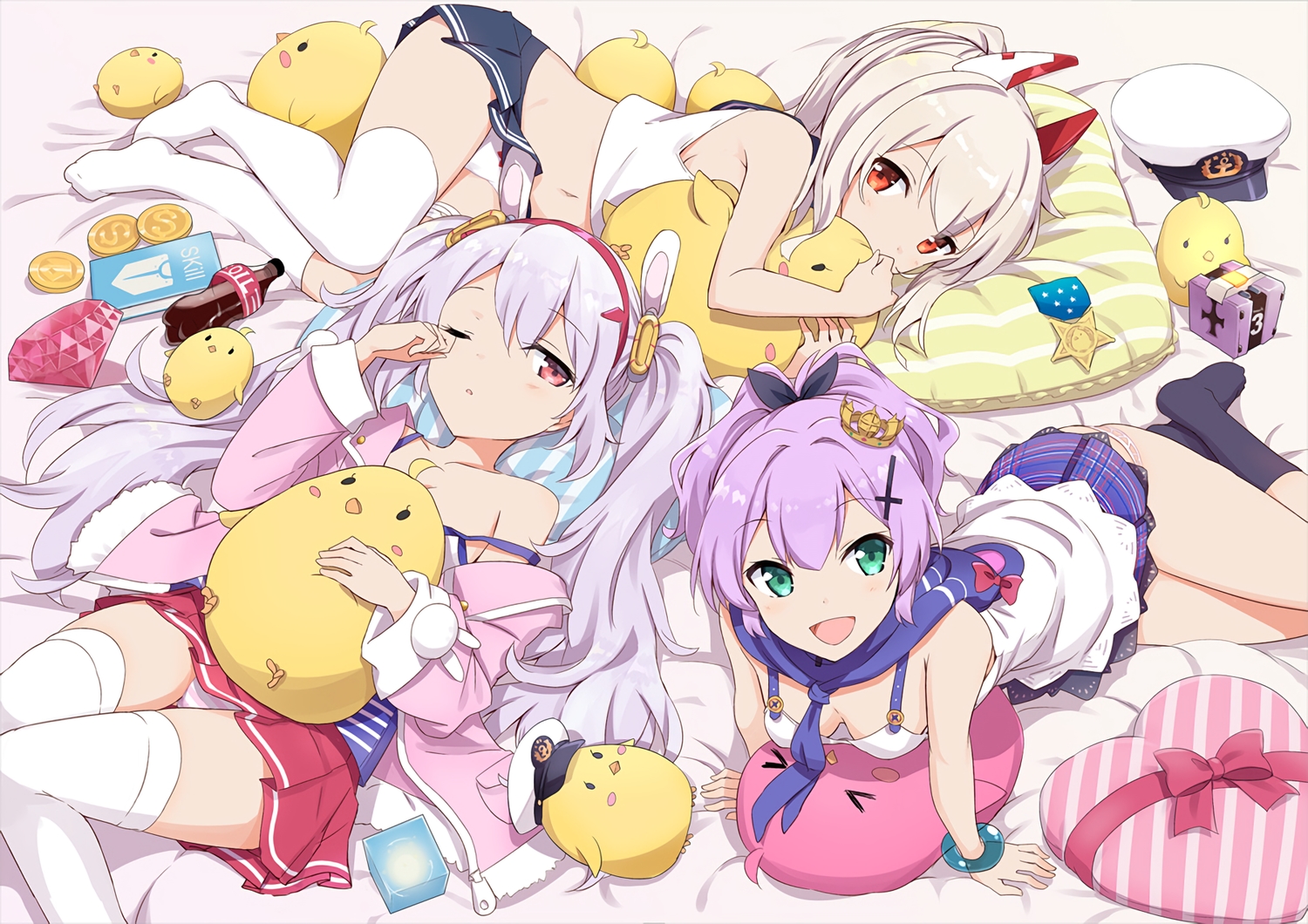 anthropomorphism, ayanami_(azur_lane), azur_lane, gotyou, javelin_(azur_lane), laffey_(azur_lane), manjuu_(azur_lane), waifu2x
