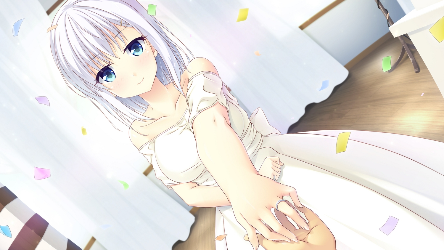 aqua_eyes, dress, game_cg, making_lovers, short_hair, smee, taniyama-san, tsukino_mashiro