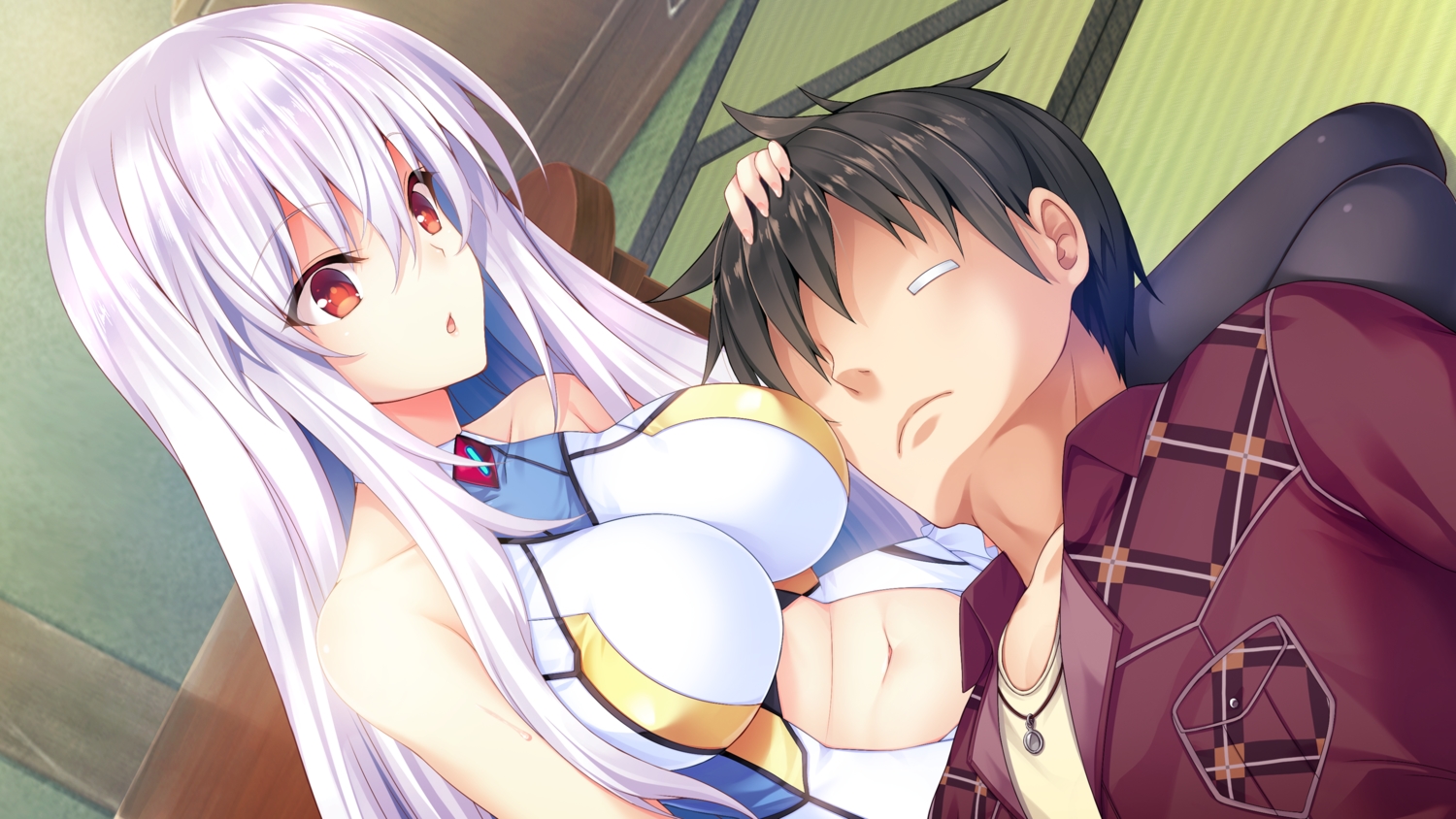 bandaid, black_hair, breasts, bug_system, daichi_shoutarou, farah_perellies, game_cg, haze_man_-_the_local_hero_-