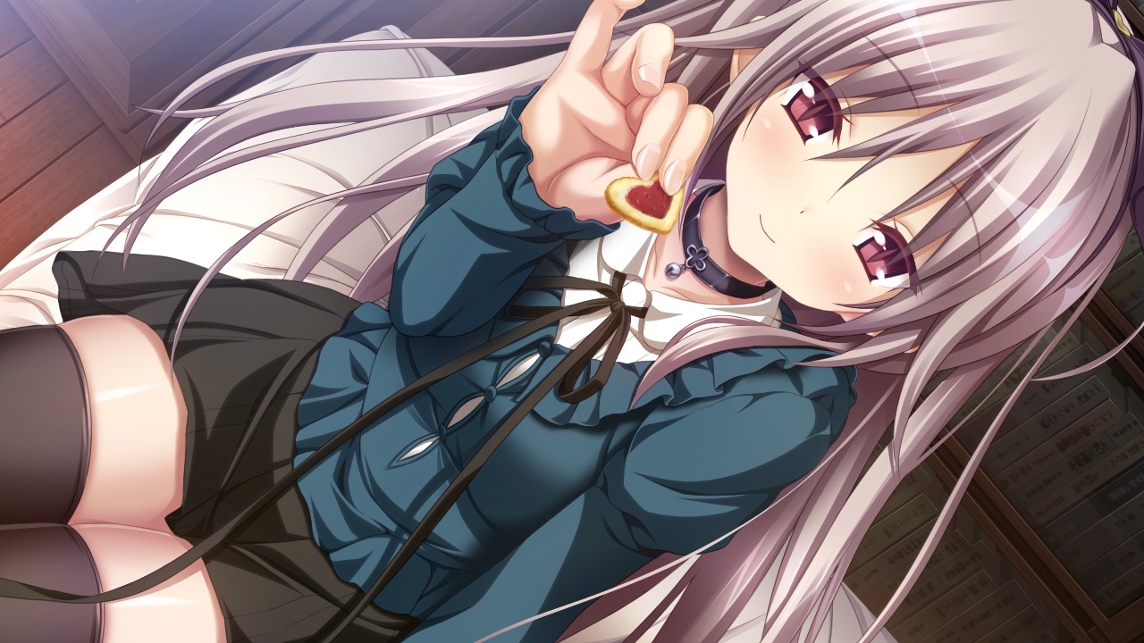 aoi_tori, collar, game_cg, gray_hair, koku, long_hair, mary_harker, purple_software, skirt, thighhighs