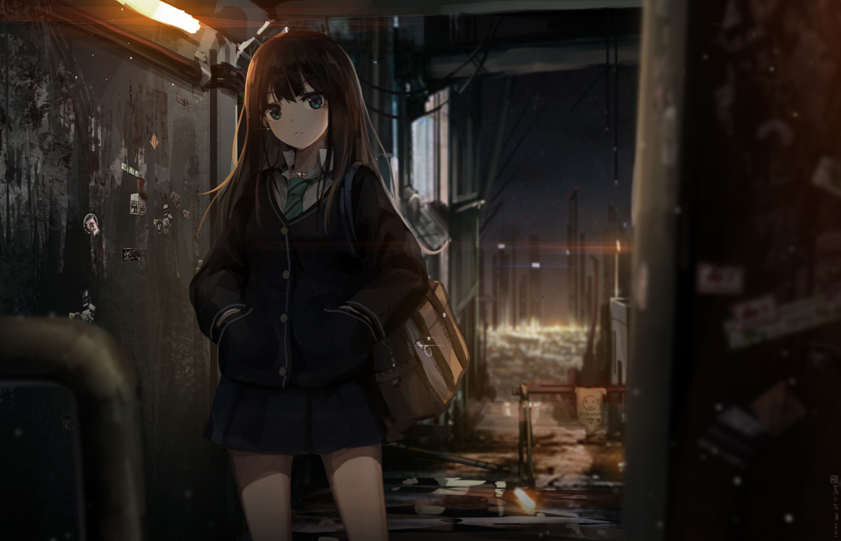 brown_hair, building, city, green_eyes, idolmaster, idolmaster_cinderella_girls, jakoujika, long_hair