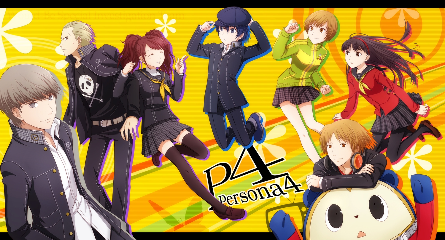 amagi_yukiko, arya_(artist), group, hanamura_yousuke, kujikawa_rise, kuma_(persona_4), narukami_yuu, persona