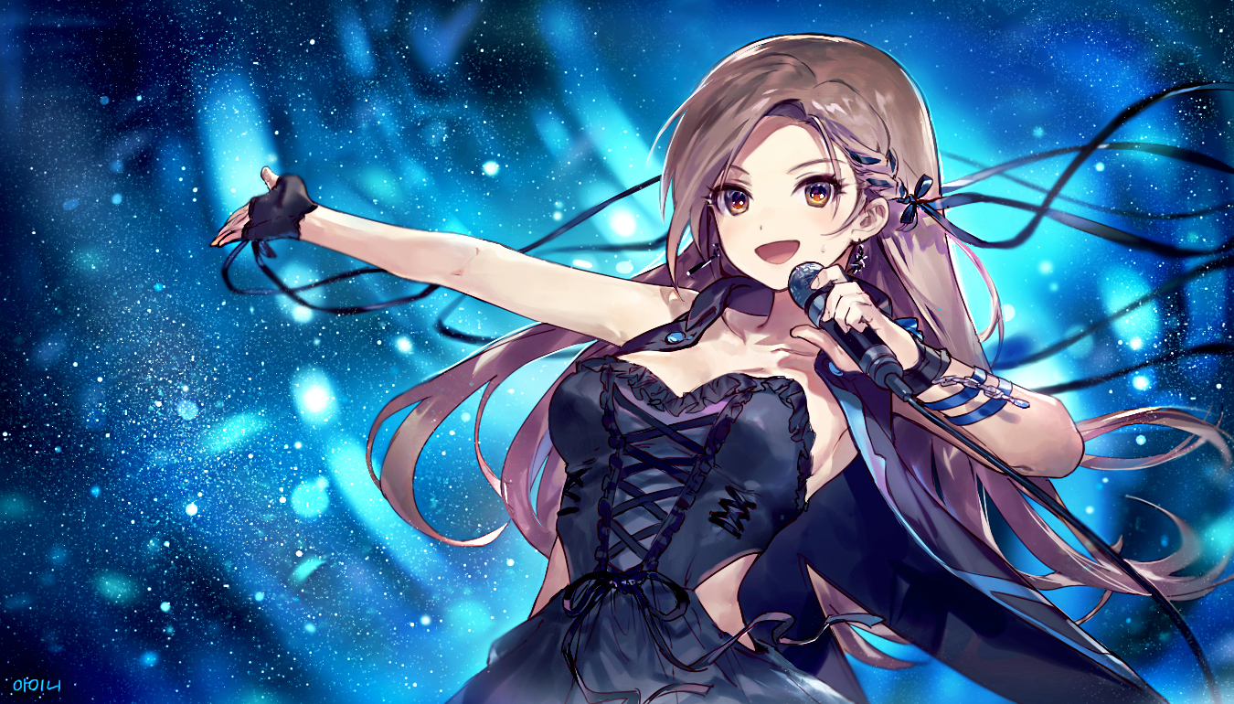 ainy77, brown_eyes, brown_hair, chain, dress, gloves, idolmaster, idolmaster_cinderella_girls