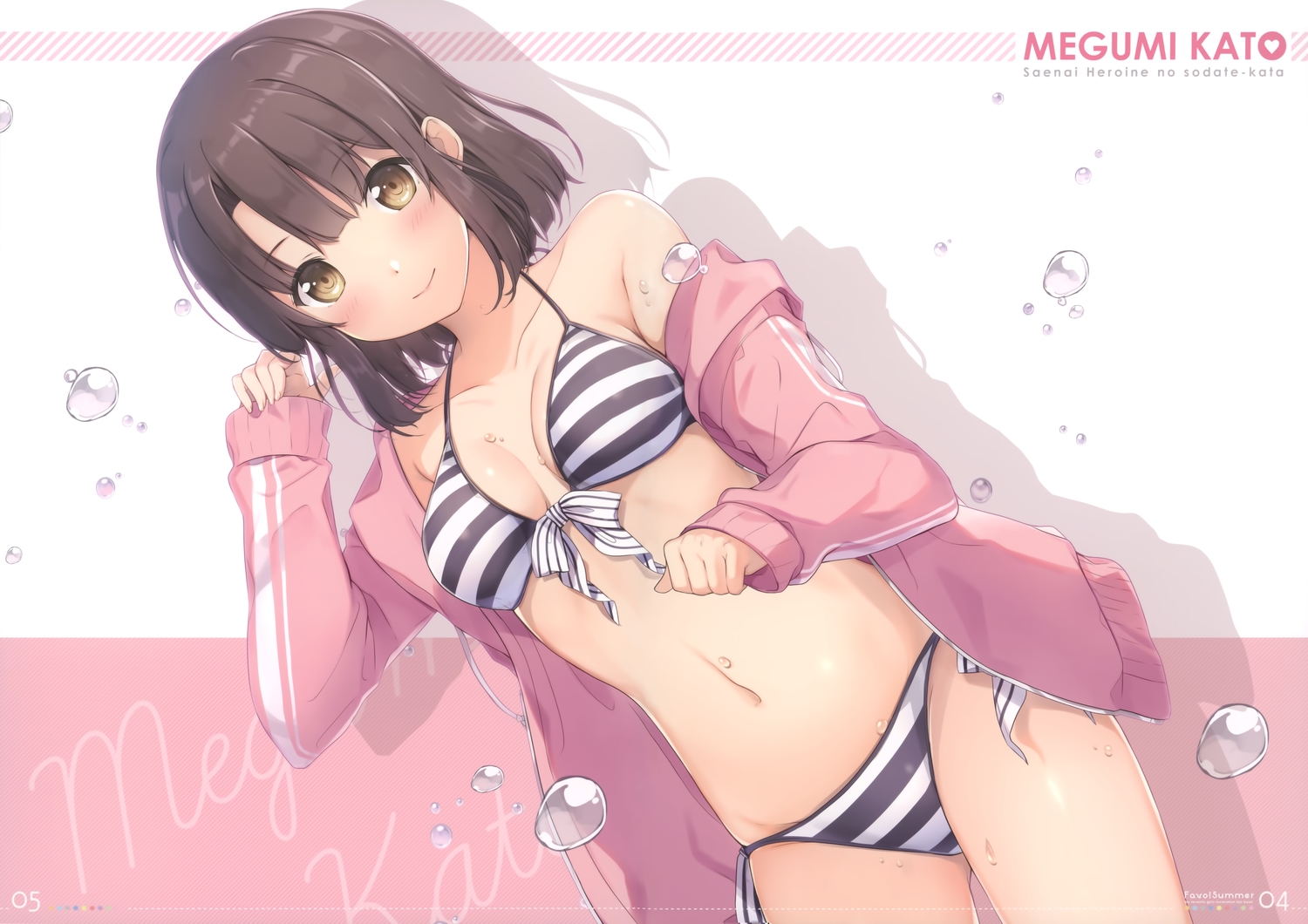 6u_(eternal_land), bikini, brown_eyes, brown_hair, katou_megumi, saenai_heroine_no_sodatekata, short_hair, swimsuit, wet