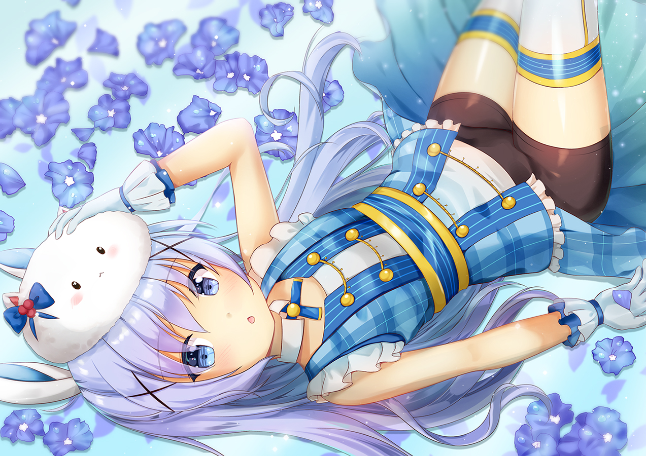 aqua_eyes, bike_shorts, blue_hair, blush, gochuumon_wa_usagi_desu_ka?, kafuu_chino, loli, long_hair