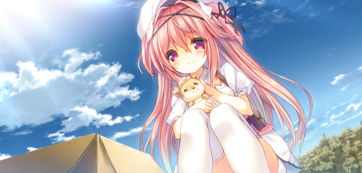 aisia_mayfield, animal, clouds, dog, game_cg, karakara, loli, long_hair