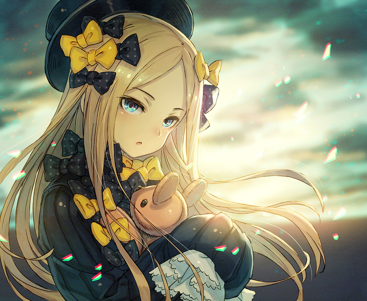 abigail_williams_(fate/grand_order), aqua_eyes, blonde_hair, bow, fate/grand_order, fate_(series), hat, kusano_shinta