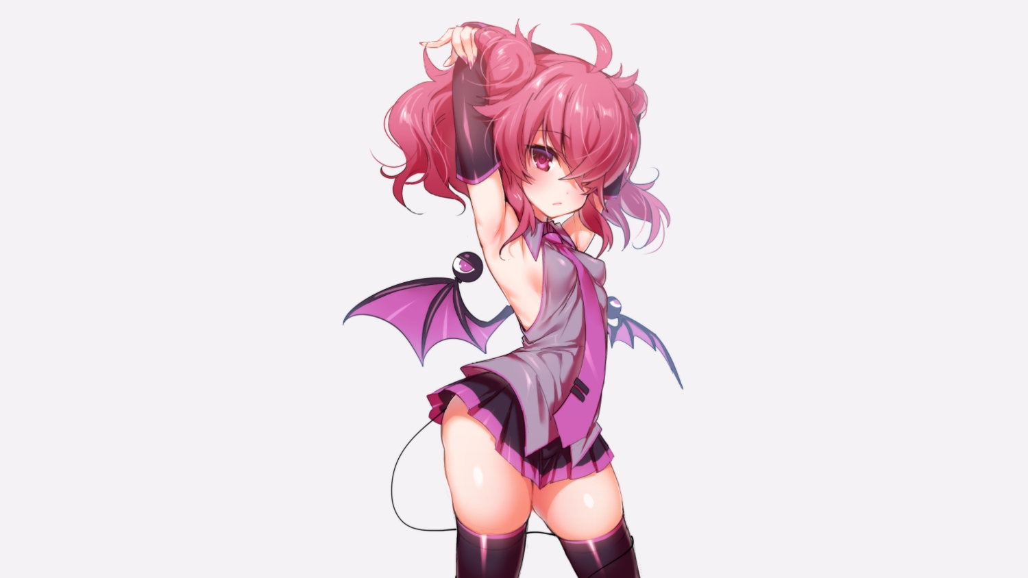 breasts, cosplay, demon, erect_nipples, hizuki_akira, loli, original, pink_eyes