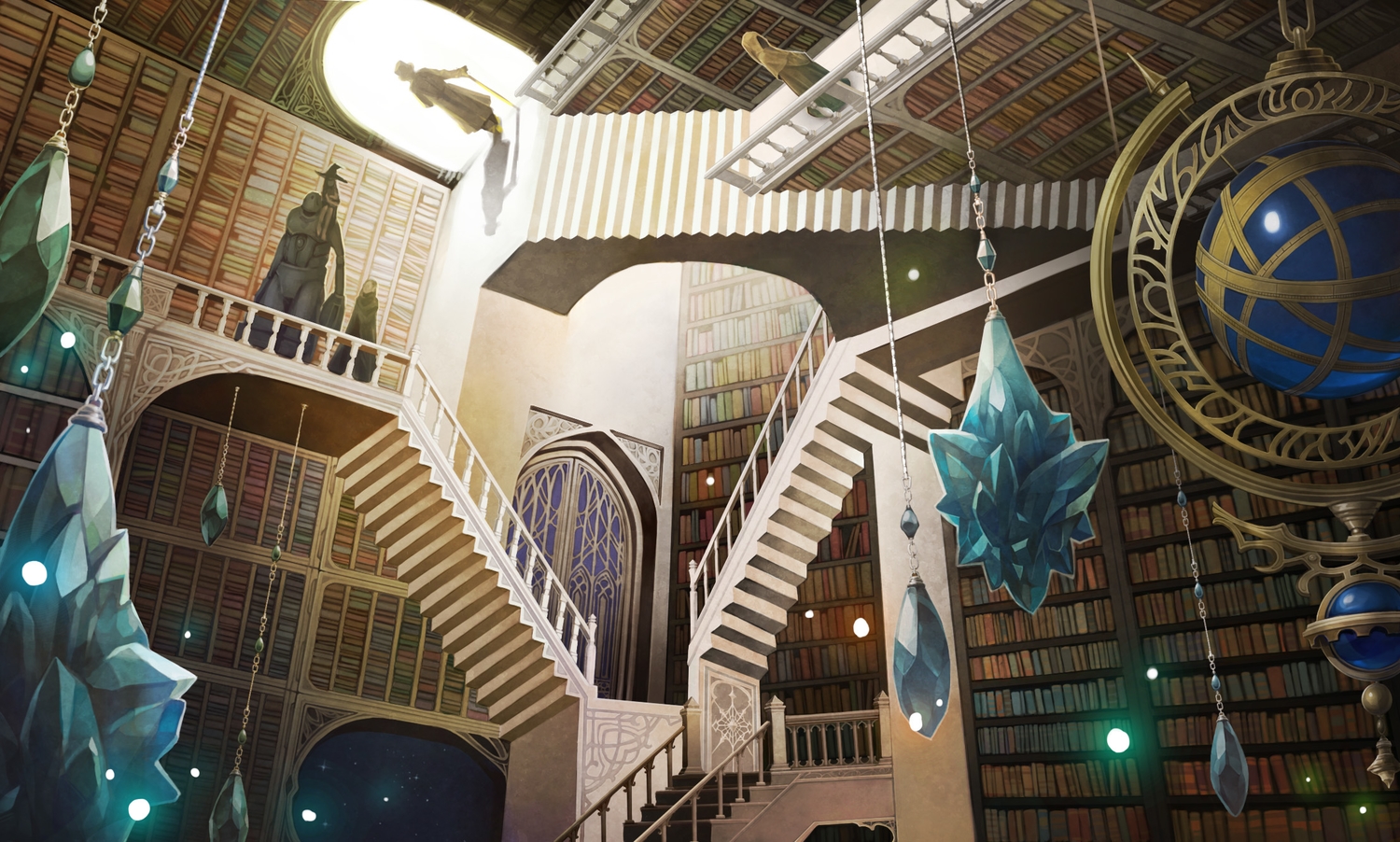 book, chain, hat, male, original, sachi_(yumemayoi), scenic, stairs, witch, witch_hat
