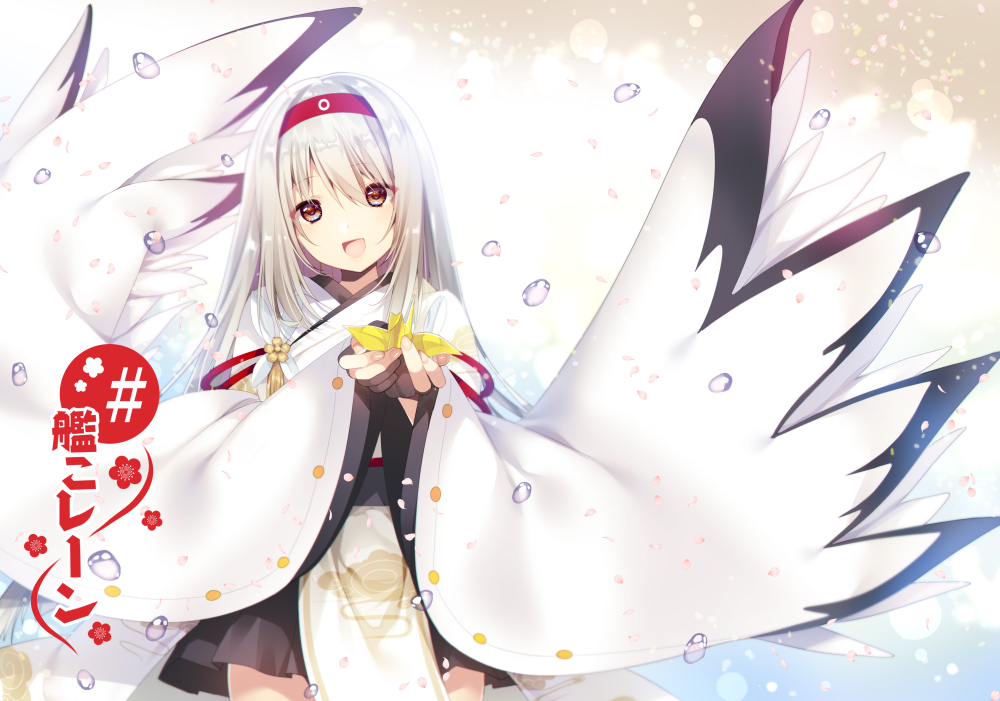 anthropomorphism, brown_eyes, gray_hair, hatori_piyoko, japanese_clothes, kantai_collection, long_hair, ribbons