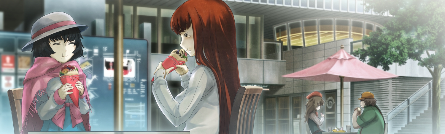 amane_yuki, black_hair, brown_hair, building, city, food, fruit, game_cg