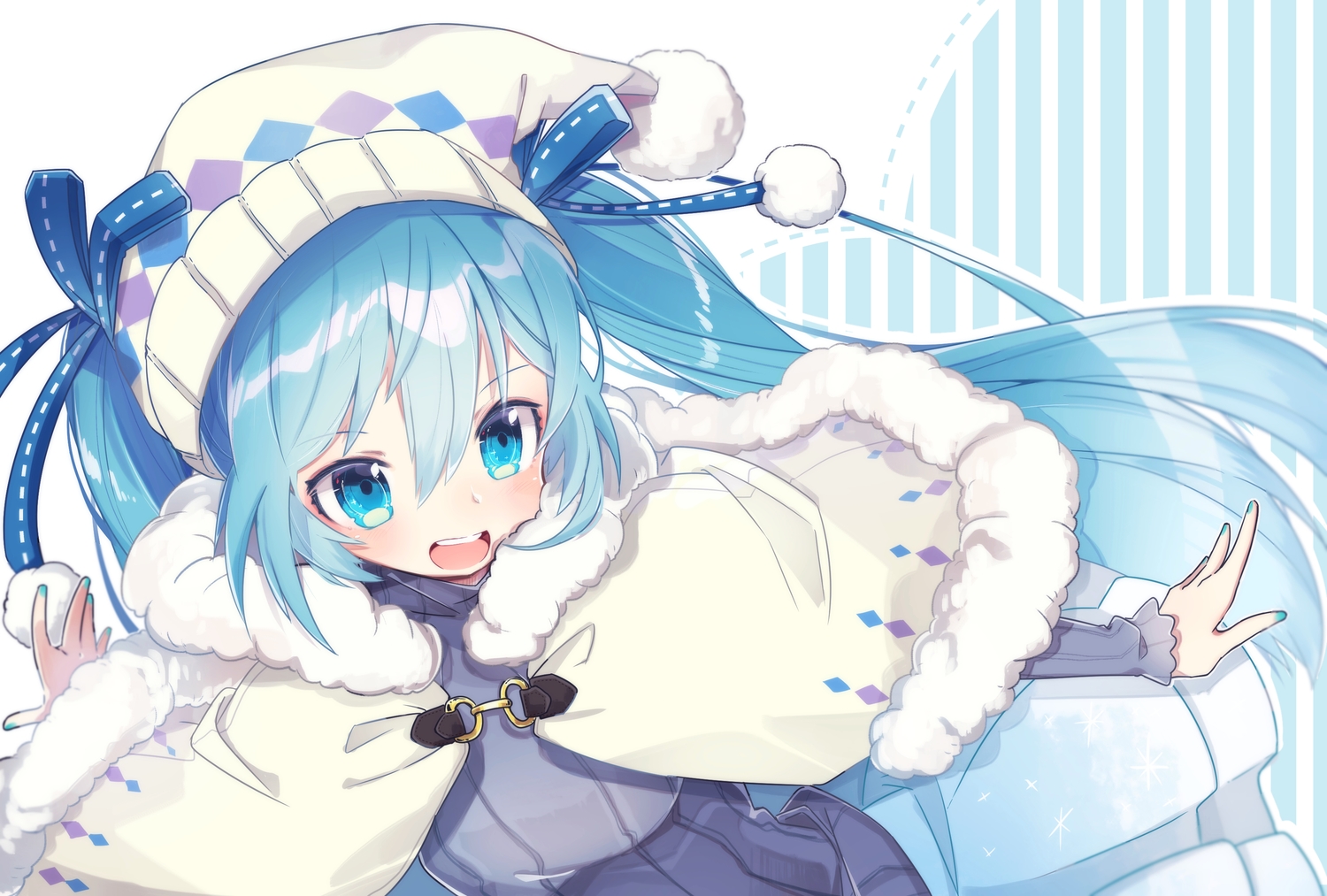 aqua_eyes, aqua_hair, blush, chuuko_anpu, close, hatsune_miku, loli, long_hair, twintails, vocaloid, yuki_miku