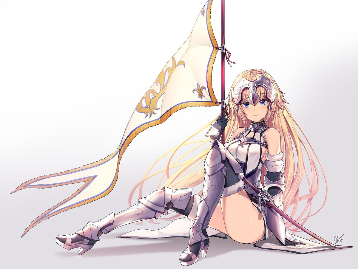 aliasing, aqua_eyes, armor, blonde_hair, boots, fate/grand_order, fate_(series), gradient