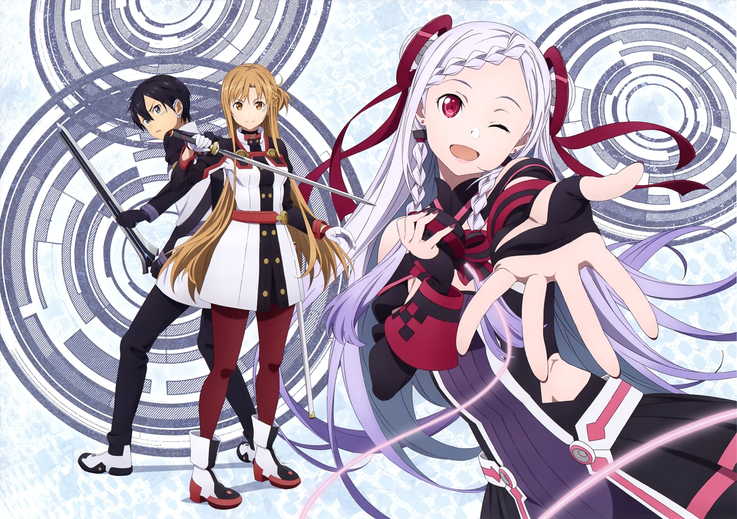 black_hair, braids, brown_eyes, brown_hair, dress, gloves, kirigaya_kazuto, long_hair