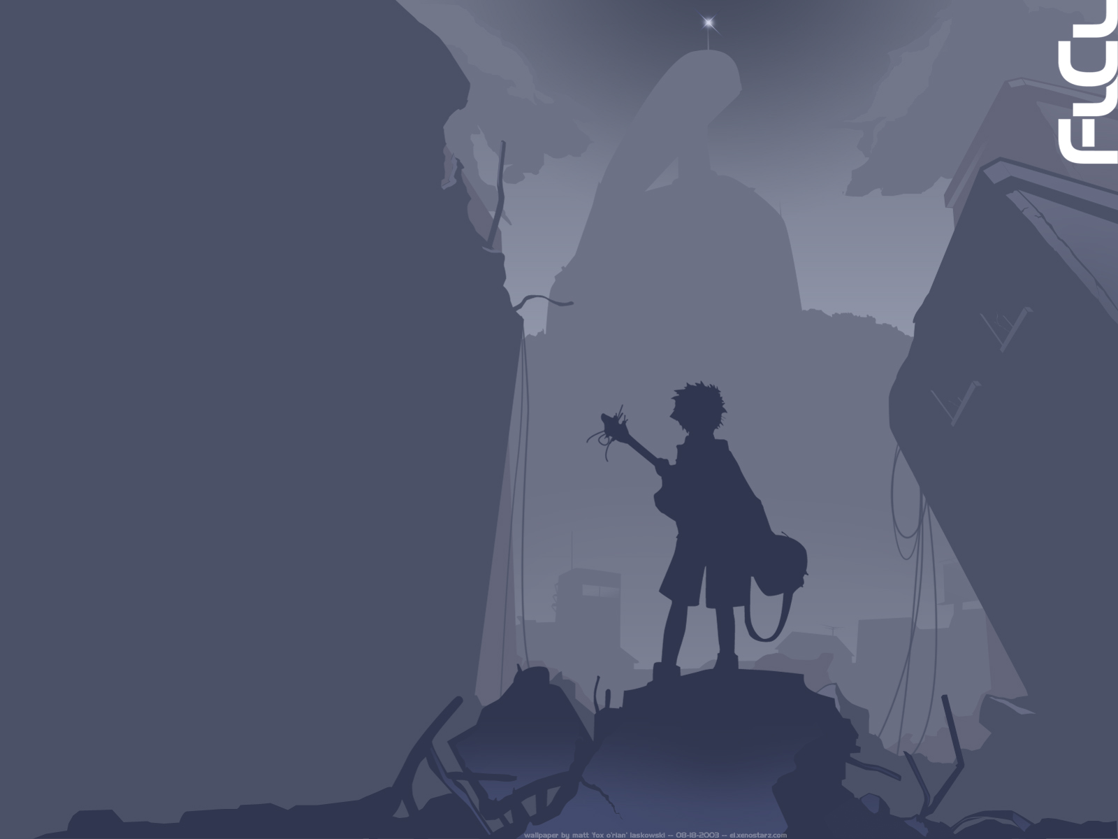 flcl, gray, guitar, instrument, nandaba_naota, silhouette
