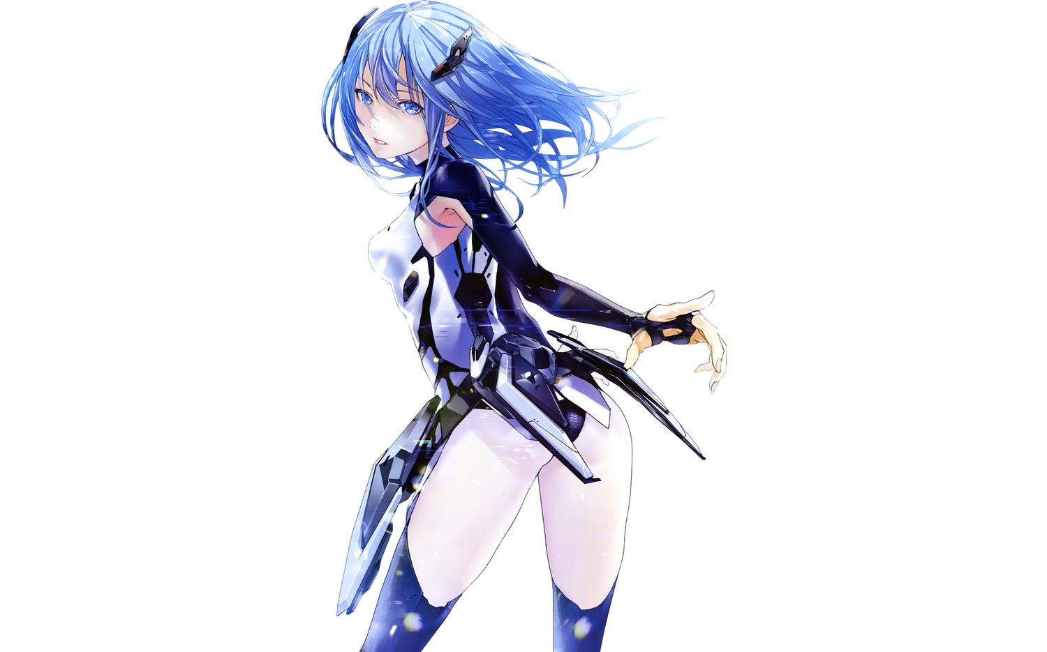 aqua_eyes, aqua_hair, ass, beatless, bodysuit, lacia, redjuice, third-party_edit