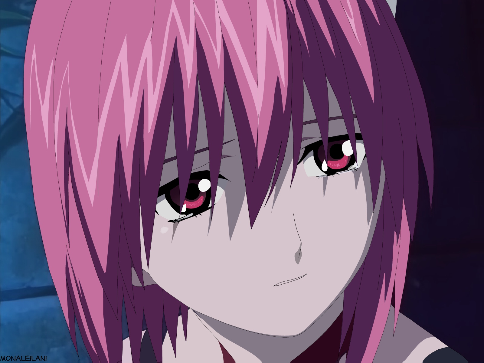 crying, elfen_lied, lucy_(elfen_lied), tears, vector