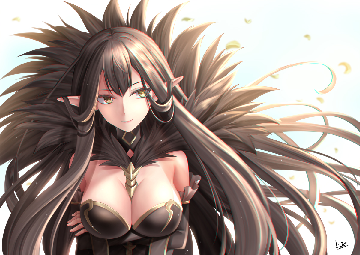 breast_hold, breasts, brown_hair, cleavage, fate/apocrypha, fate/grand_order, fate_(series), long_hair