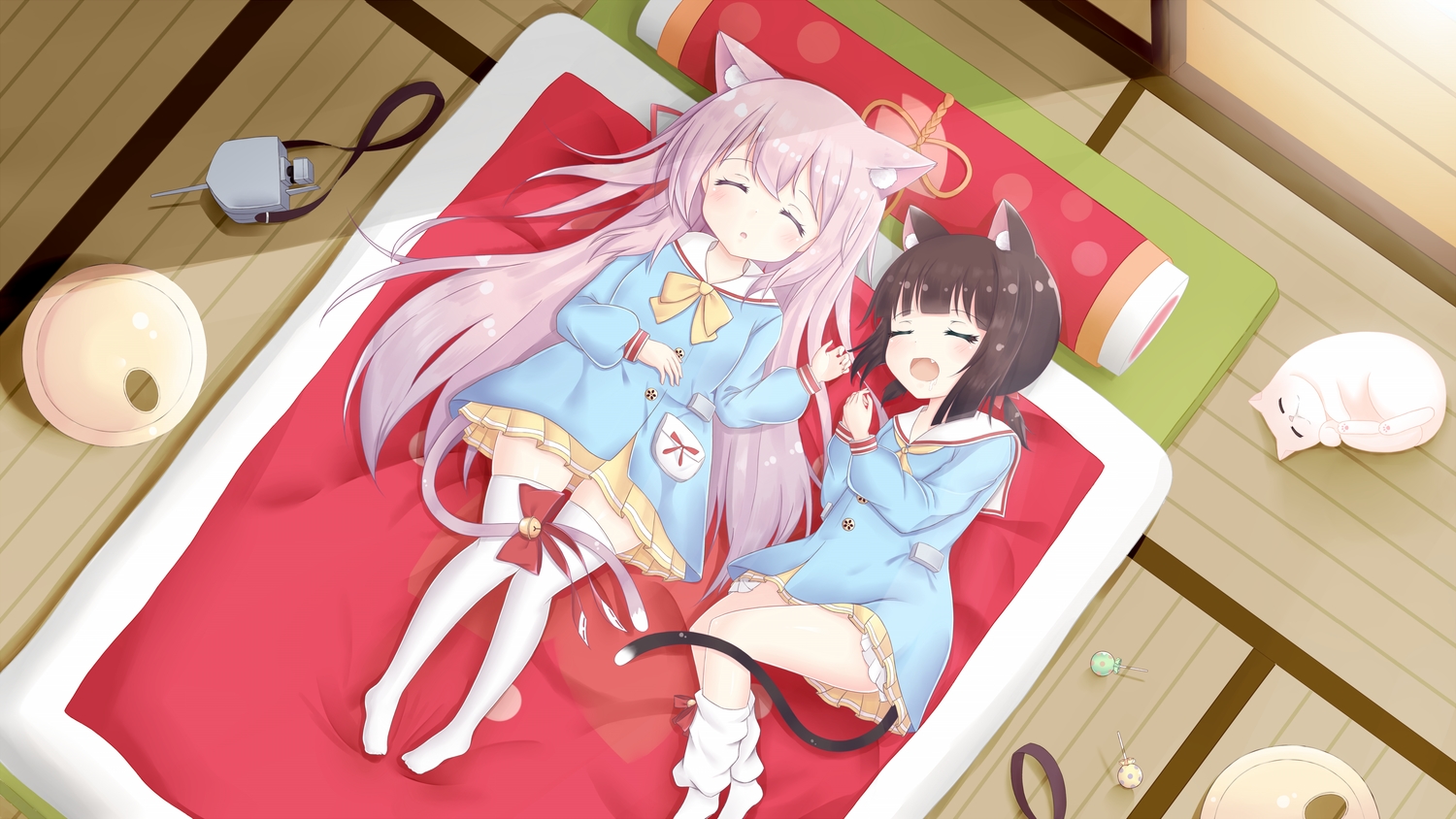 2girls, animal_ears, anthropomorphism, azur_lane, catgirl, fang, kisaragi_(azur_lane), loli