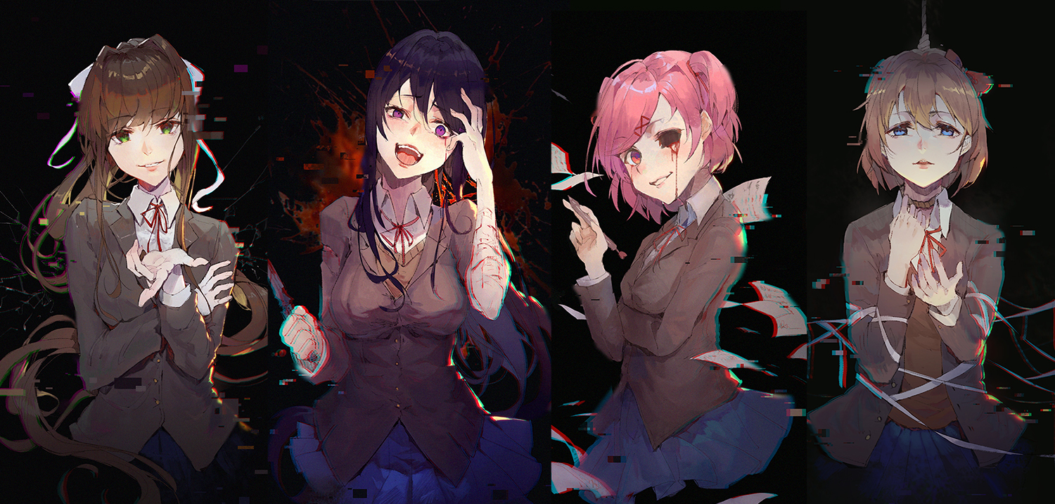 doki_doki_literature_club!, kuroduki, monika_(ddlc), natsuki_(ddlc), sayori_(ddlc), yuri_(ddlc)
