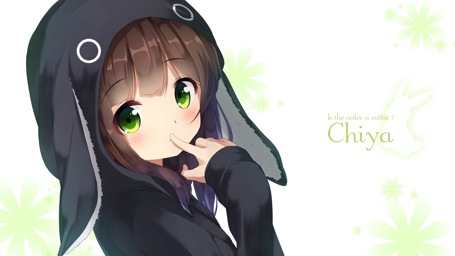animal_ears, brown_hair, bunny_ears, bunnygirl, chinomaron, gochuumon_wa_usagi_desu_ka?, green_eyes, hood