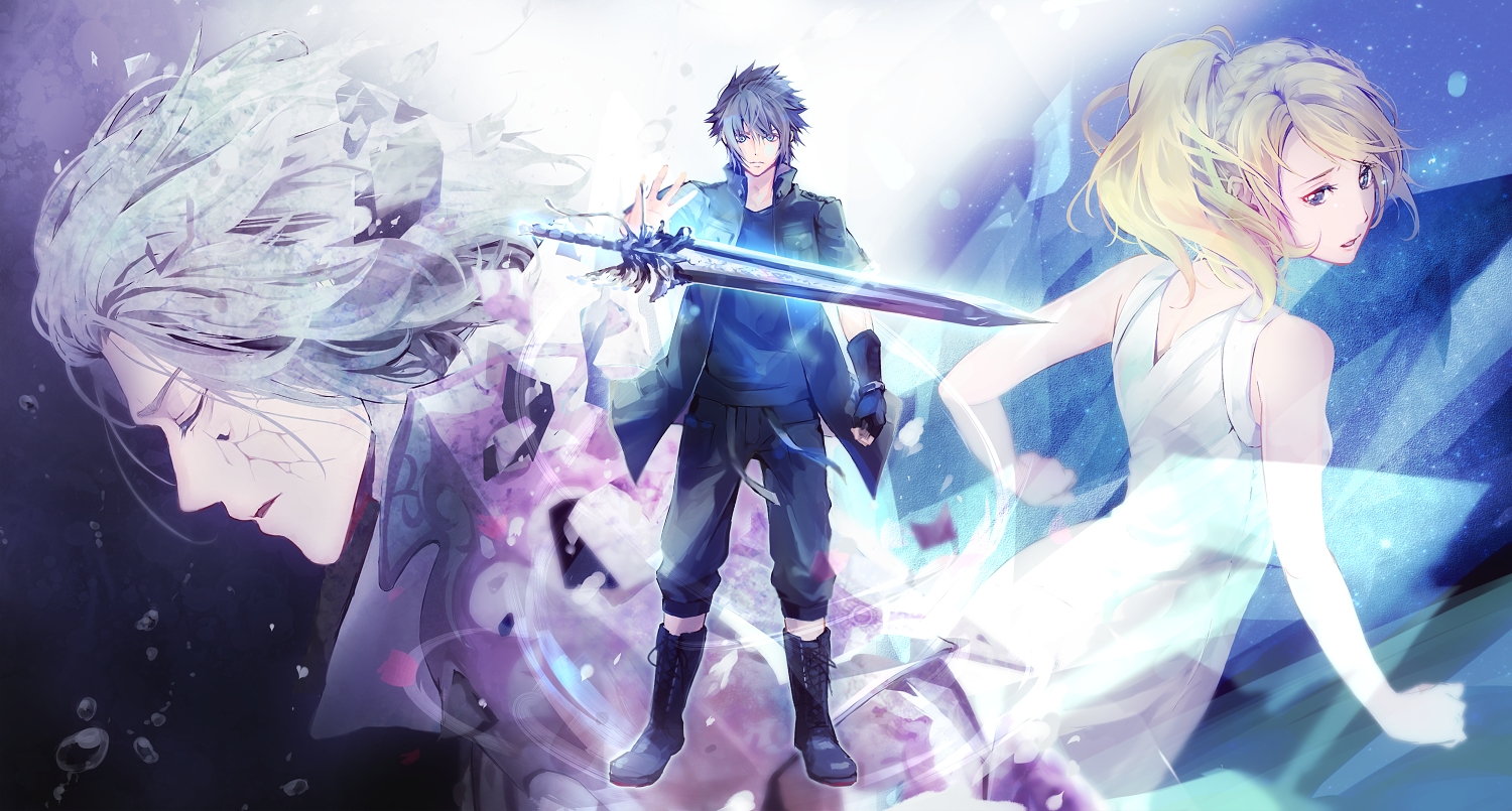 ardyn_izunia, blonde_hair, blue_eyes, blue_hair, boots, braids, dress, final_fantasy