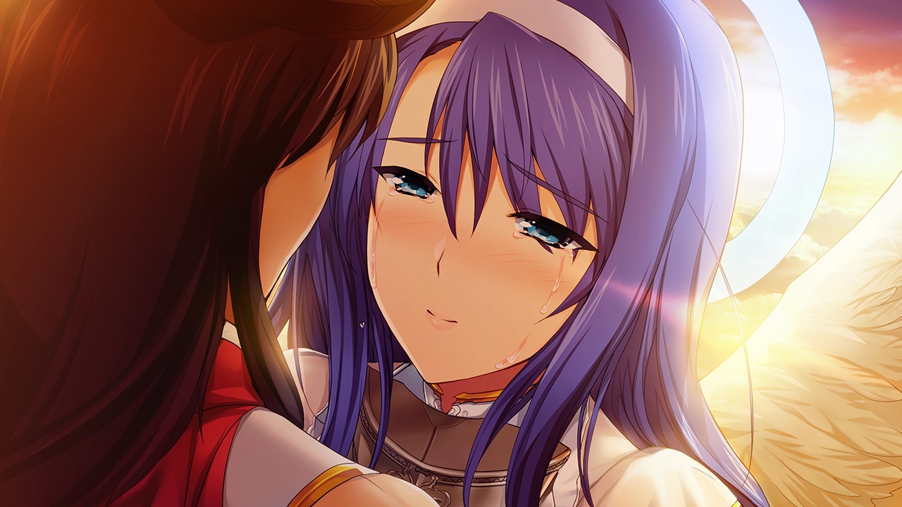 alice_soft, angel, aqua_eyes, blue_hair, blush, choukou_shinki_ixseal, crying, ellis_xillia