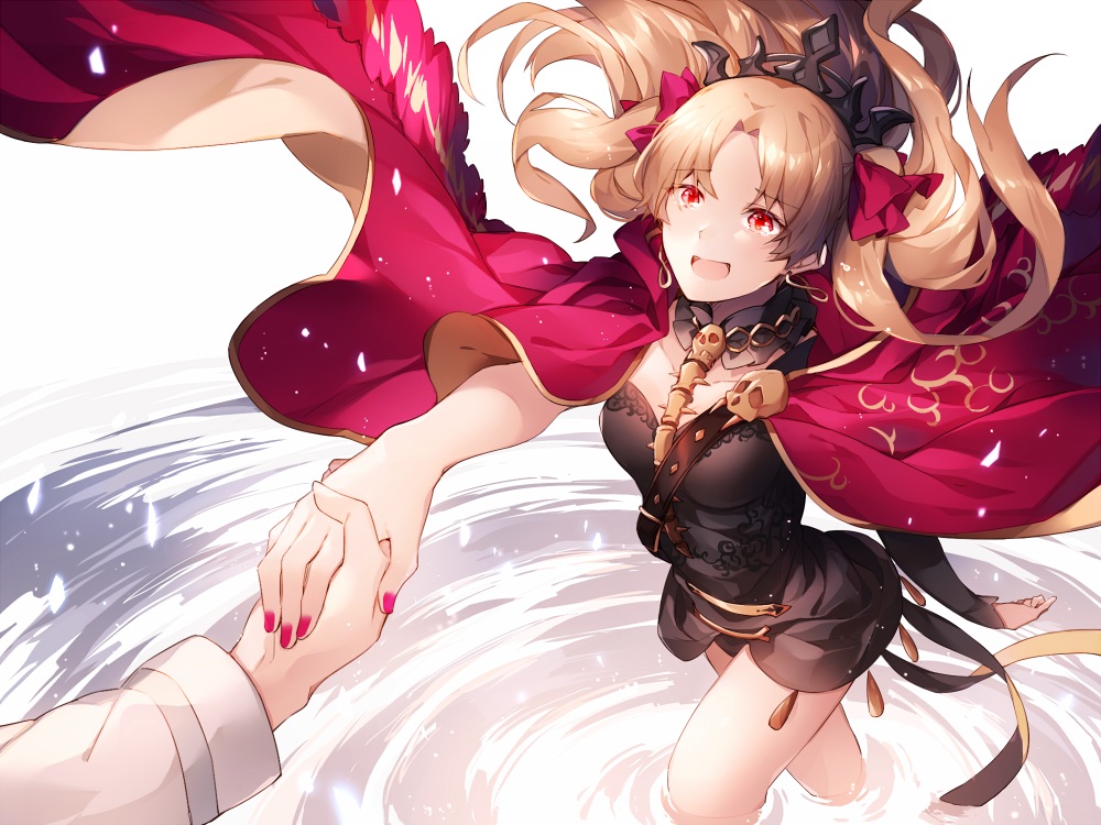 blonde_hair, cape, ereshkigal_(fate/grand_order), fate/grand_order, fate_(series), hizuki_miya, long_hair, red_eyes