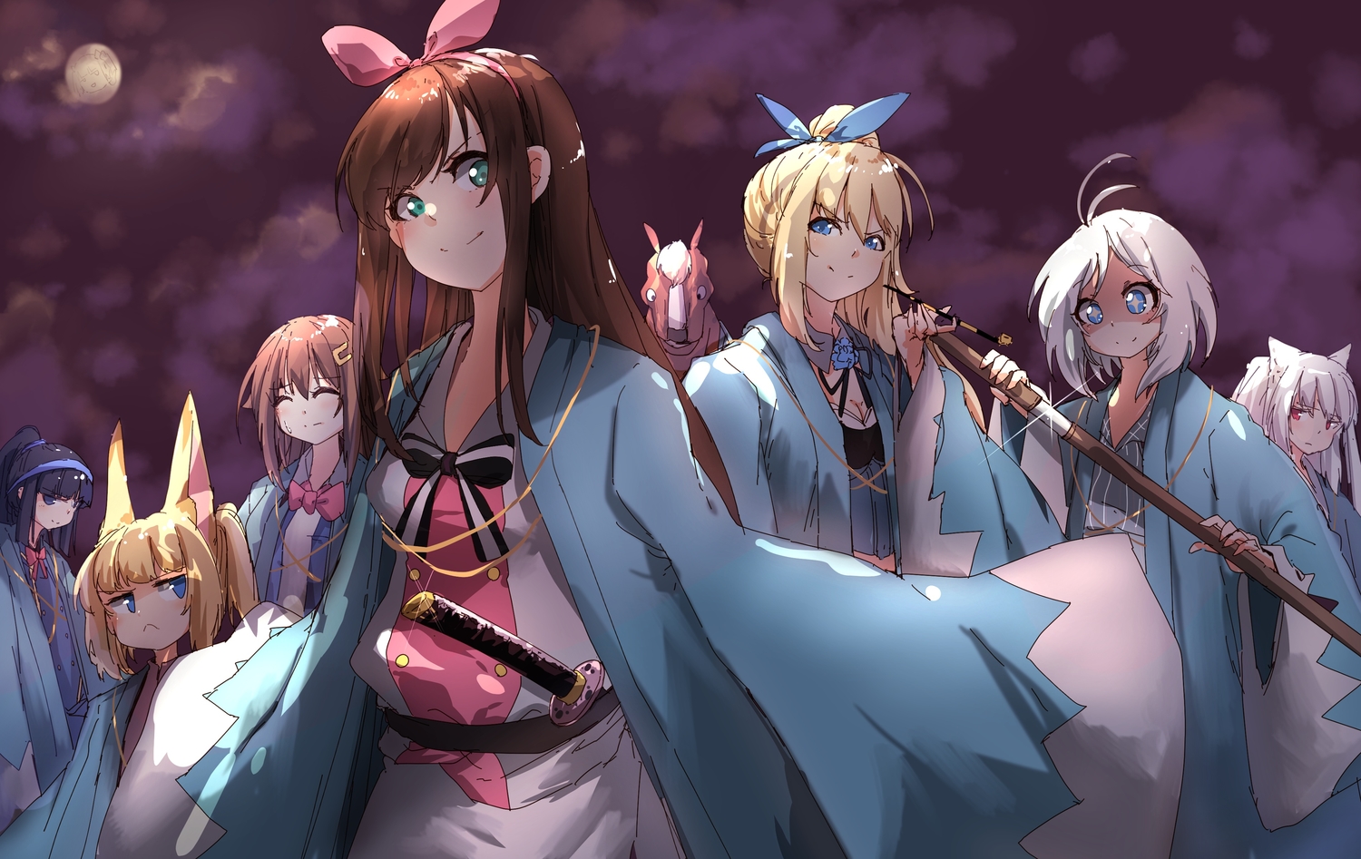 a.i._channel, animal_ears, dennou_shoujo_youtuber_shiro, hololive, kemomimi_oukoku_kokuei_housou, kizuna_ai, mikoko_(kemomimi_oukoku_kokuei_housou), mirai_akari