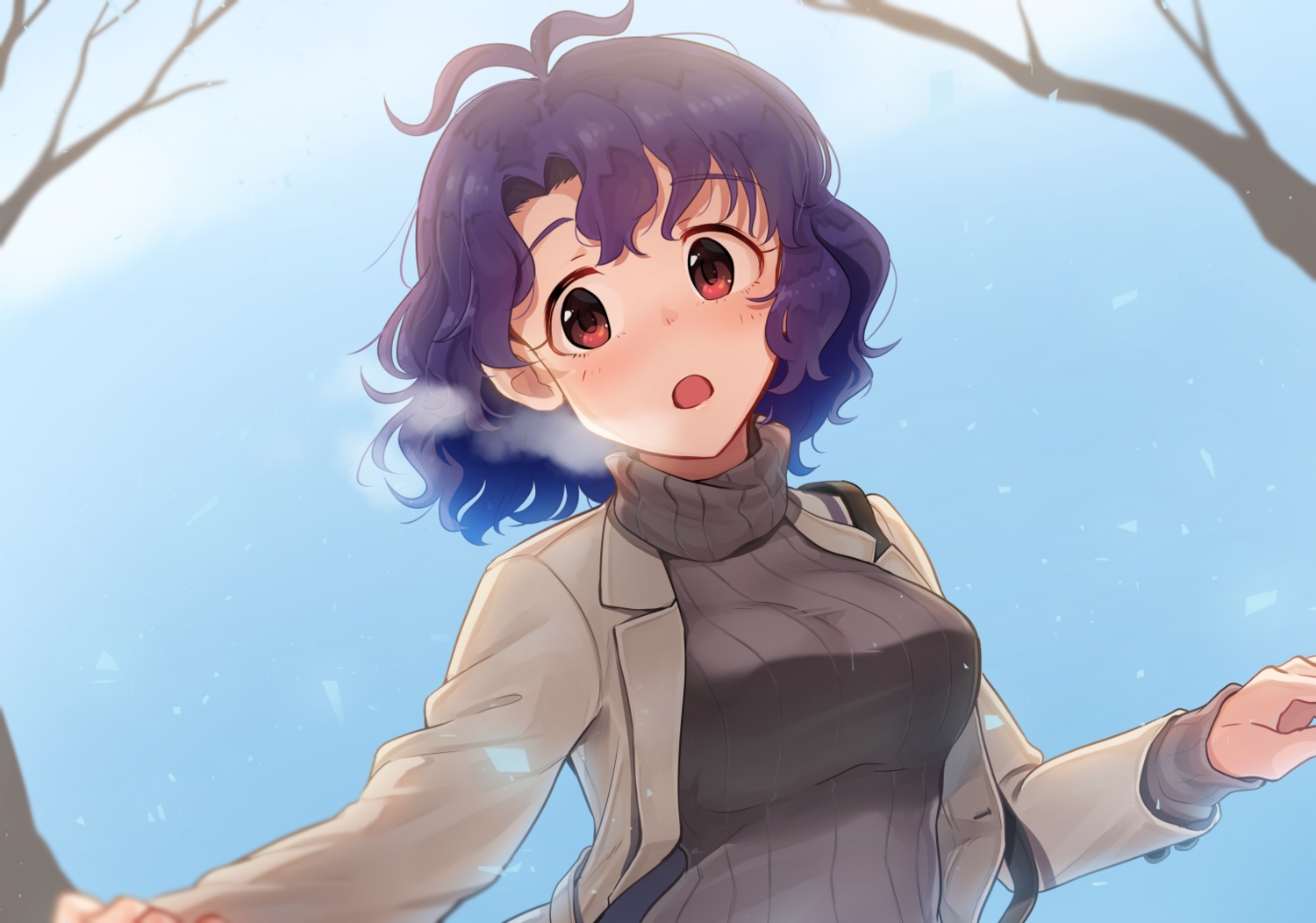 idolmaster, idolmaster_cinderella_girls, idolmaster_million_live!, kamille_(vcx68), purple_hair, red_eyes, short_hair, toyokawa_fuuka