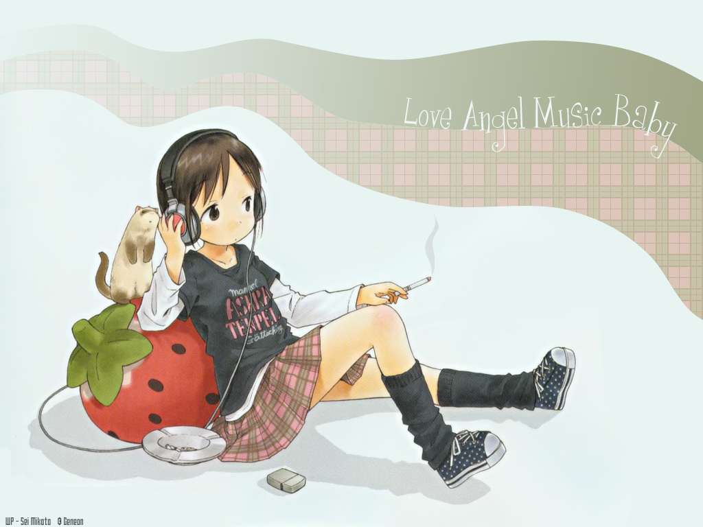 animal, cigarette, ferret, food, fruit, headphones, ichigo_mashimaro, itou_nobue