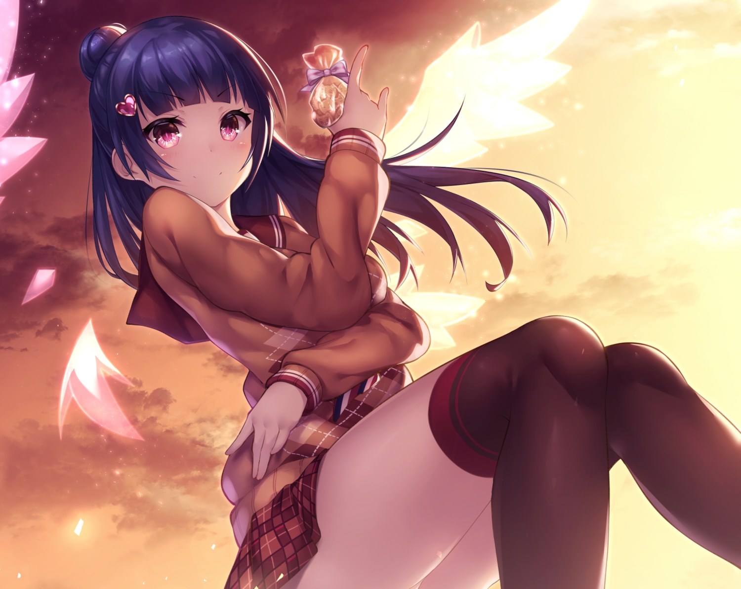 kokkeina_budou, long_hair, love_live!_school_idol_project, love_live!_sunshine!!, panties, pink_eyes, purple_hair, school_uniform