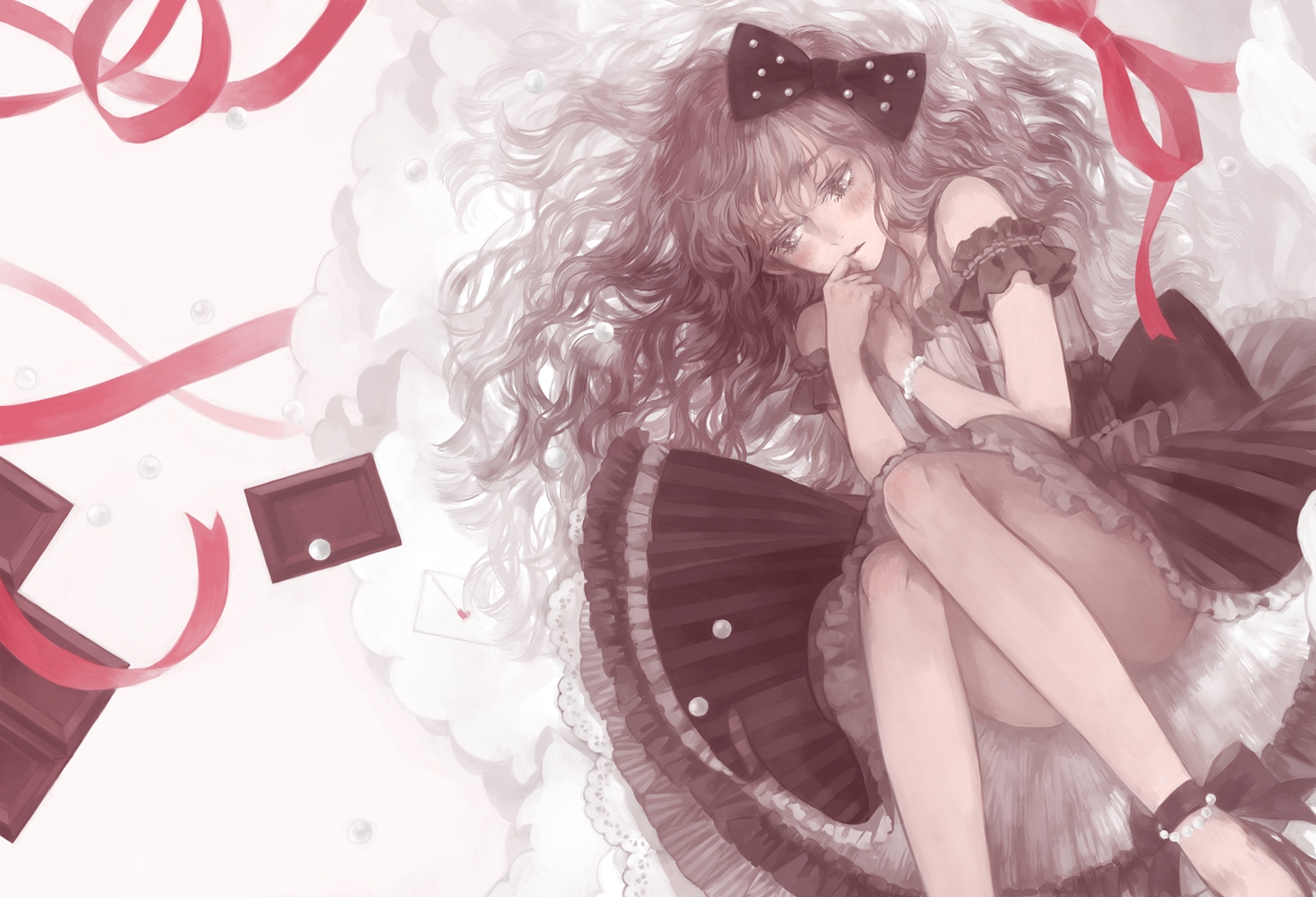 brown_eyes, brown_hair, dress, kakmxxxny06, long_hair, original, ribbons